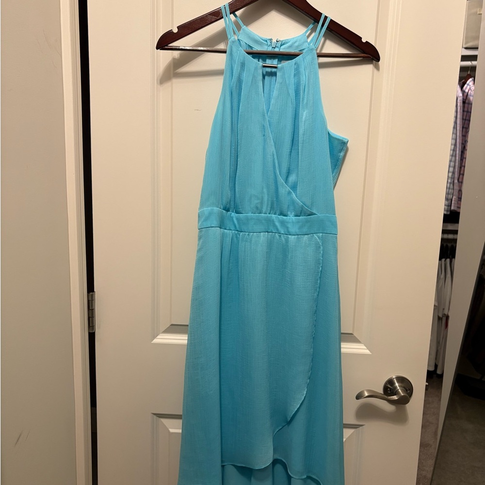 White House Black Market Light Blue High Low Dress Size 4.